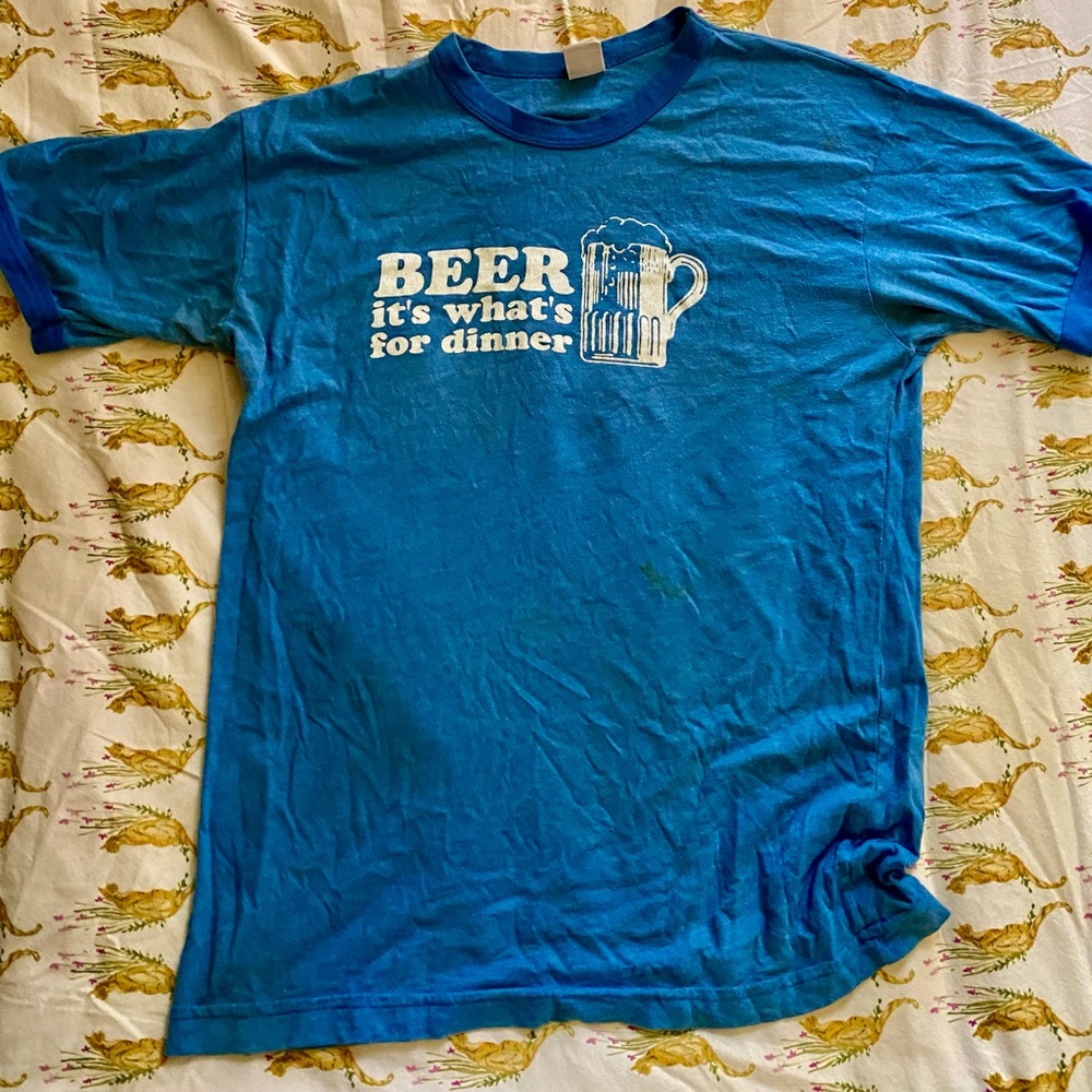 Beer…it’s what’s for dinner VINTAGE TEE. 3 small spots on back- might wash out